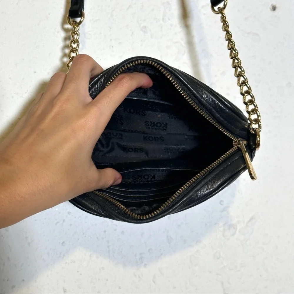 Michael Kors Black Pebbled Leather Small Fulton Crossbody Bag